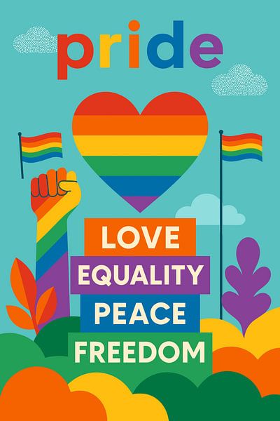 Pride Love Equality Peace Freedom by Art Kingdom
