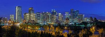 Skyline Calgary in de nacht