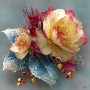 yellow flower with water and icing