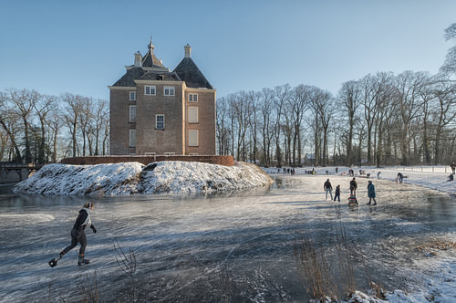 Nostalgia: skating on the castle moat at Soelen Castle.