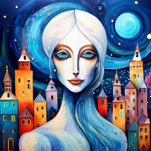 Portret van een vrouw surrealistisch - digitale kunst