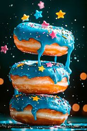 Donuts multicolores avec glaçage étoilé sur Poster Art Shop