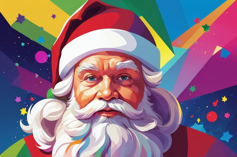 potrait painting a man with santa claus costum by hisam colours