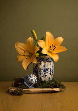 Yellow Lilies in Vase by Ninette