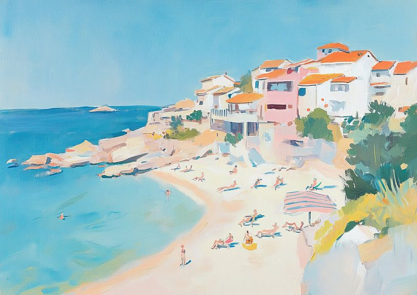 Plage d'été | Côte et gens en été par Peintures accrocheuses