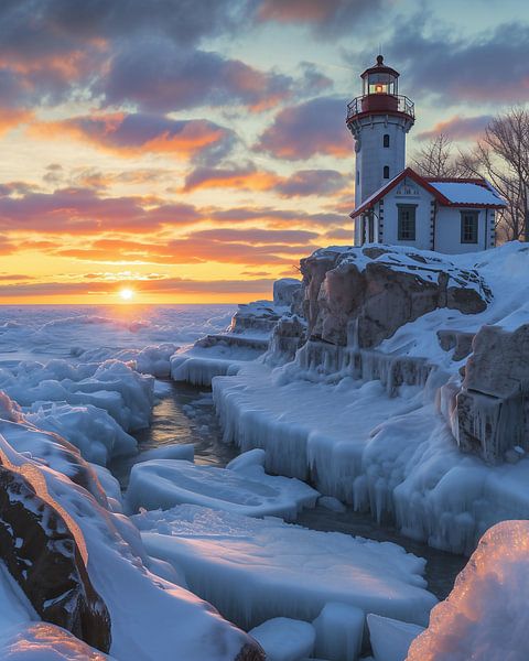 Winterabend am Atlantikleuchtturm von fernlichtsicht