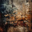 Abstract expressionisme in blauw en roestbruin van Studio Allee thumbnail