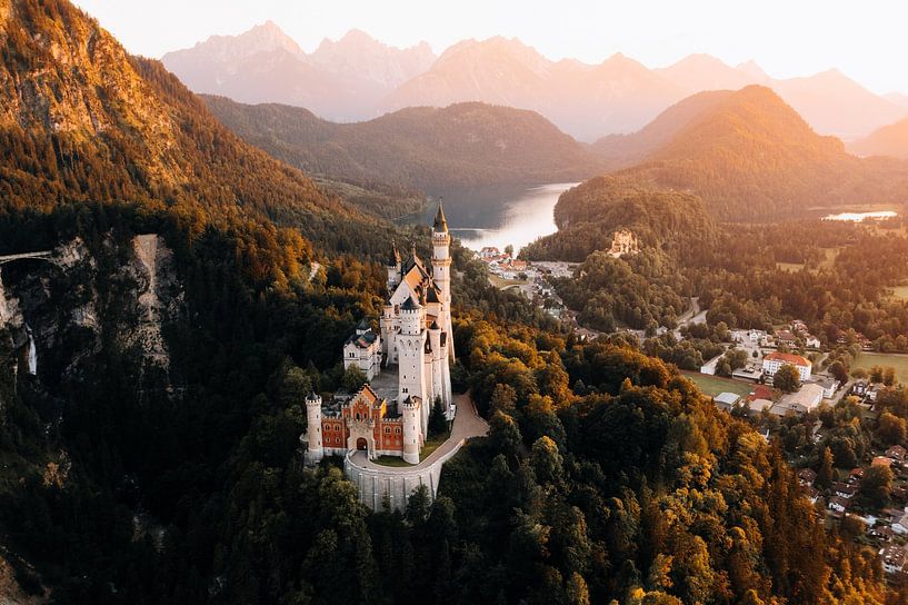 Kasteel Neuschwanstein in Allgau, Beieren Duitsland van Marion Stoffels