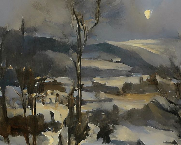 Snowy landscape in Limburg by Nop Briex