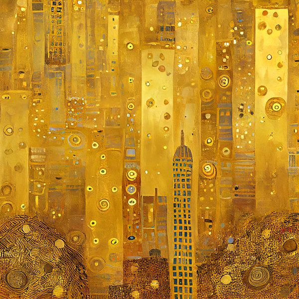 New York in de stijl van Gustav Klimt van Whale & Sons