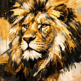 Golden Lion King – Majestätischer Löwe in Gold und Schwarz