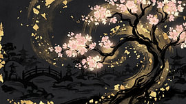 Midnight Sakura Golden Swirl von Siti Zuliana