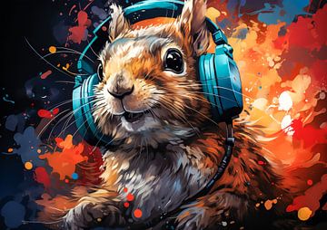Grappige eekhoorn luisterend naar muziek van Steffen Gierok