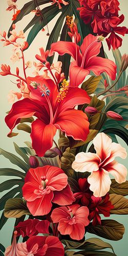 Verzonnen tropische bloemen in paradijs