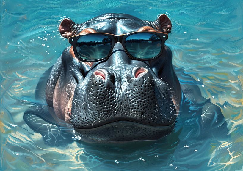 Hippo Summer Day | AquaCool by Eye catching paintings