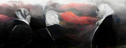 Moslima's, abstracte stijl in panorama