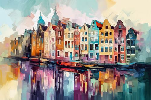 Amsterdam kleurrijk en abstract schilderij