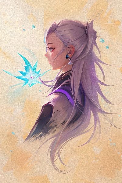 Anime art girl with pink hair by Emiel de Lange