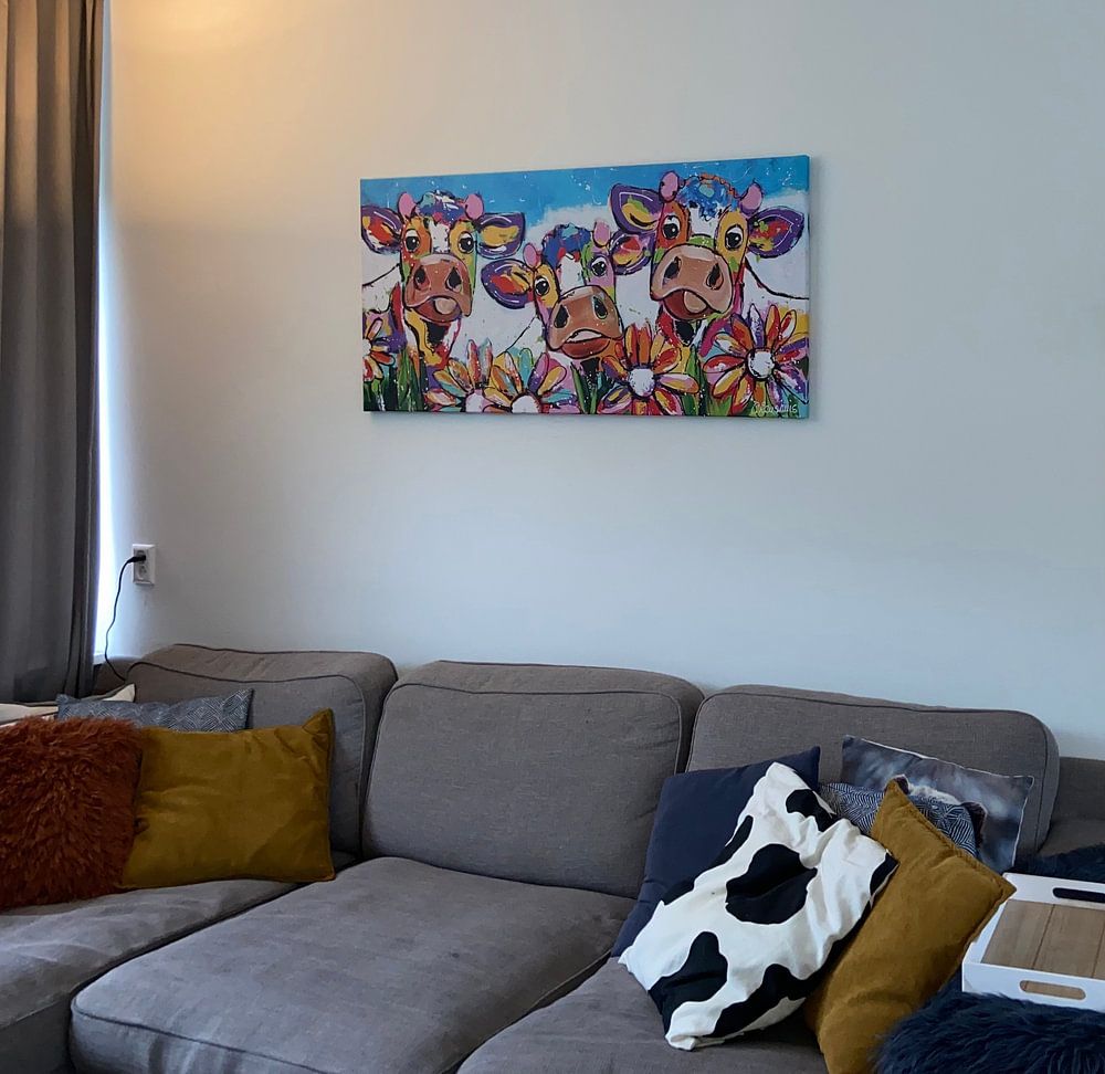 Trio mit Blumen  von Vrolijk Schilderij 