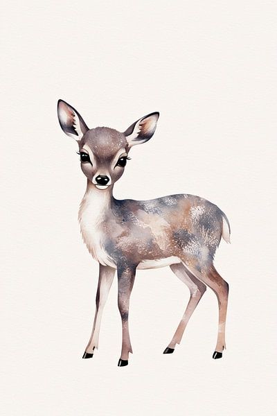 Aquarell Hirsche mit weichen Tönen von Art & Soul Creations