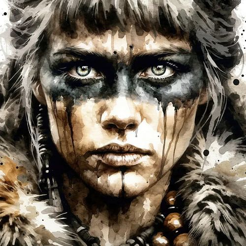 Bontkraag Warrior Portret van Chromatic Fusion Studio