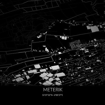 Zwart-witte landkaart van Meterik, Limburg. van Rezona