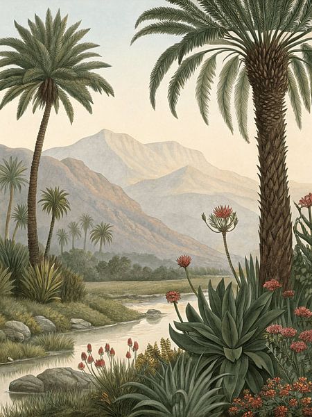 Oasis du désert à l'aube par Artistic