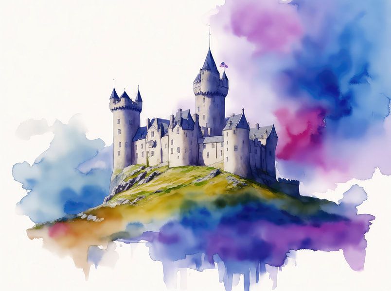 Fantasieschloss in Aquarell. von Brian Morgan