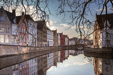 Brugse Spiegelrei en Spinolarei met reflectie in het water | Stadsfoto van Daan Duvillier