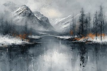 Abstract berglandschap in de winter van Studio Allee