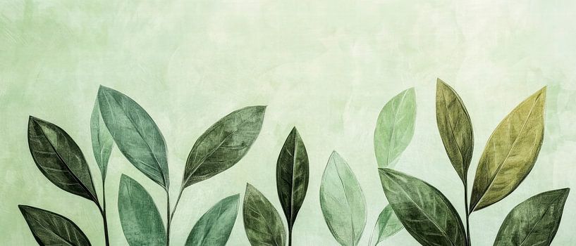 Grüne Blätter im sanften Licht von Poster Art Shop