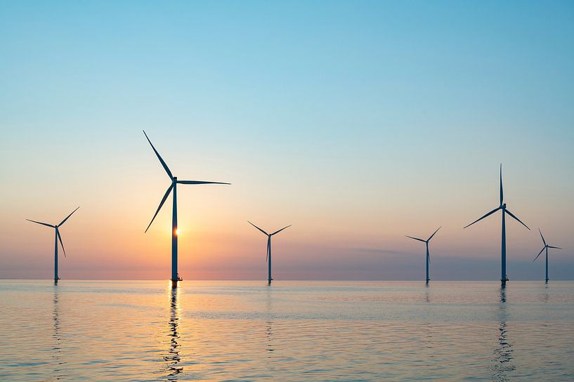 Offshore wind turbines producing renewable energy by Sjoerd van der Wal Photography