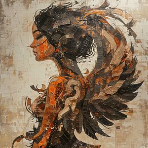 Portrait moderne d'une femme avec des ailes