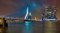 Erasmusbrug en De Rotterdam bij Nacht van Dick Vermeij thumbnail
