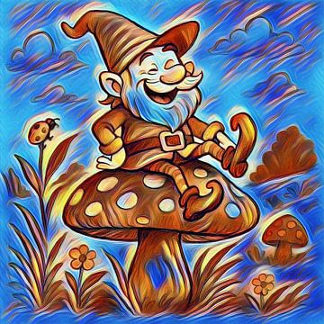 Auf einem großen Pilz (Kinderlied im Bild) von Jose Lok