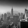 View from Top of the Rock in Black and White direction Empire State Building by Dennis Donders