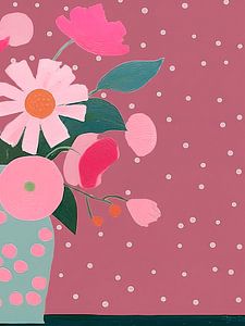 Modern Abstract Stilleven. Bloemen in vaas in pastelkleuren