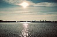 Ondergaande zon Skyline Rotterdam van Consala van  der Griend thumbnail