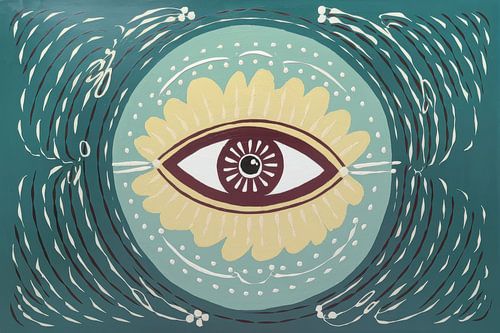 Œil graphique avec couronne de pétales