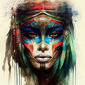Krachtige Egyptische Krijgerin #6 van Chromatic Fusion Studio