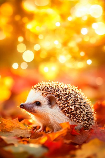Igel im Herbst von Poster Art Shop