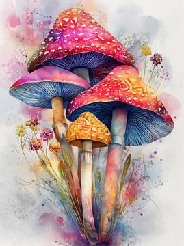 Mushrooms floral art 8 by JBJart Justyna Jaszke