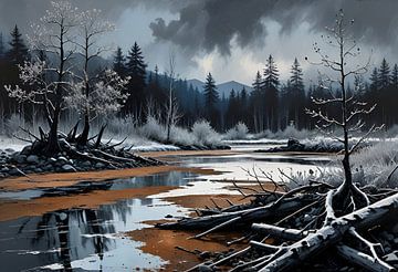winters rivierlandschap van Nick Wendt