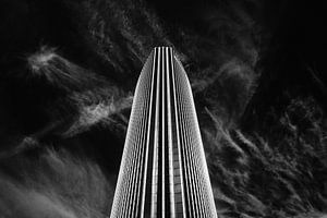Photo en noir et blanc du Beurs WTC Rotterdam (Beursgebouw World Trade Center)