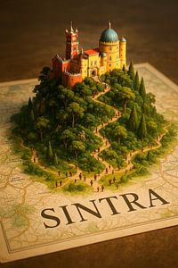 Sintra Zauberwald Karte - Portugal Märchenhaftes Reiseposter