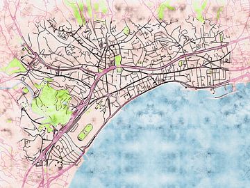 Karte von Cagnes-sur-Mer im stil 'Soothing Spring' von Maporia