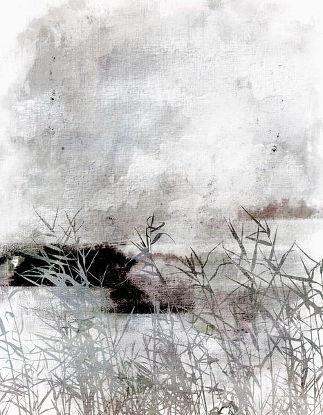 Abstract winterlandschap in zachte kleuren van FRESH Fine Art