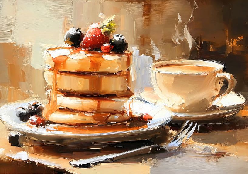 Pfannkuchen mit Beeren – Aquarell von Niklas Maximilian