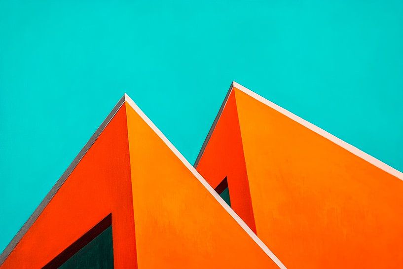 Geomatrische Formen in Orange und Türkis von Poster Art Shop