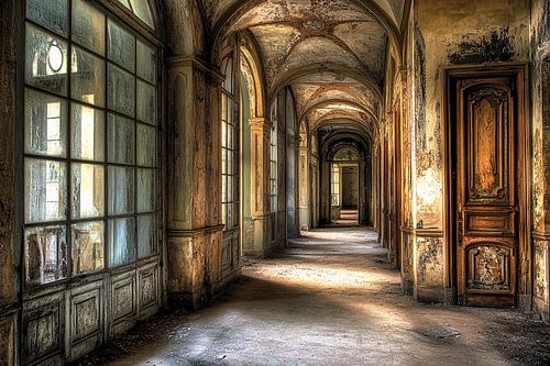 Verlaten gang in oud paleis